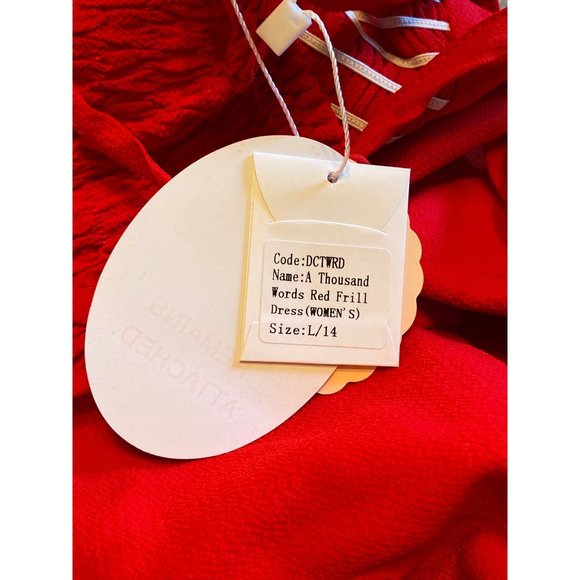 Dollcake "A Thousand Words" Red Frill Dress Women's Sz Large/14 NWT - Picture 6 of 6